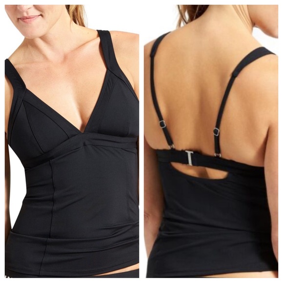 Athleta Other - Athleta clean strap tankini adjustable strap swim top black
